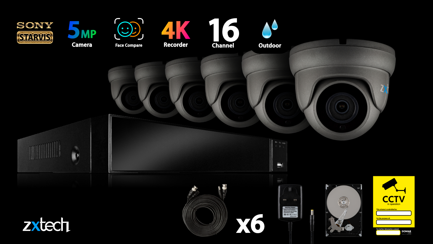 5MP AHD Security System Full Hybrid Recorder HD Analog Camera IP66 Clear Night Vision | AF6A8Y