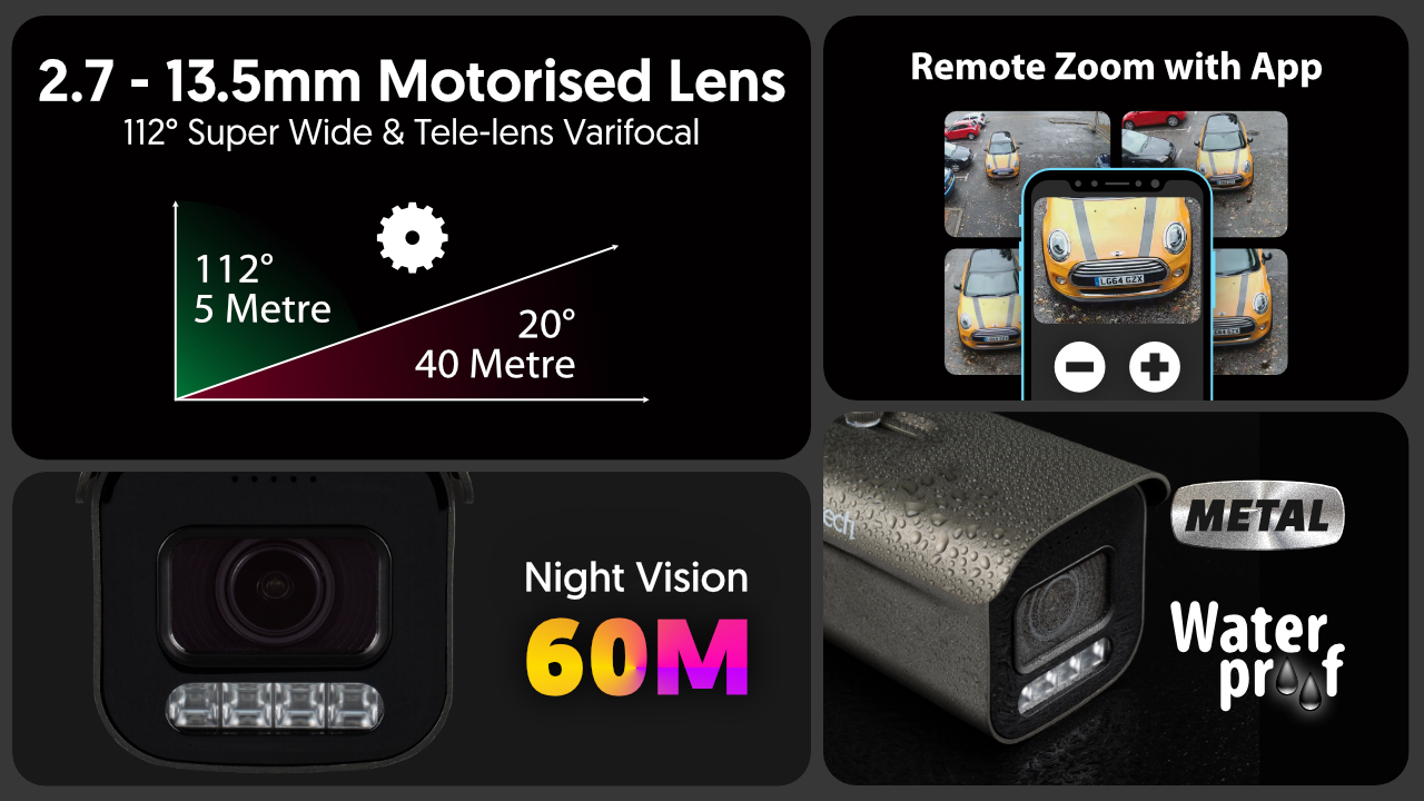 4K Home Security System Camera Auto Zoom 60M Night Vision | Zxtech | RX10H16X