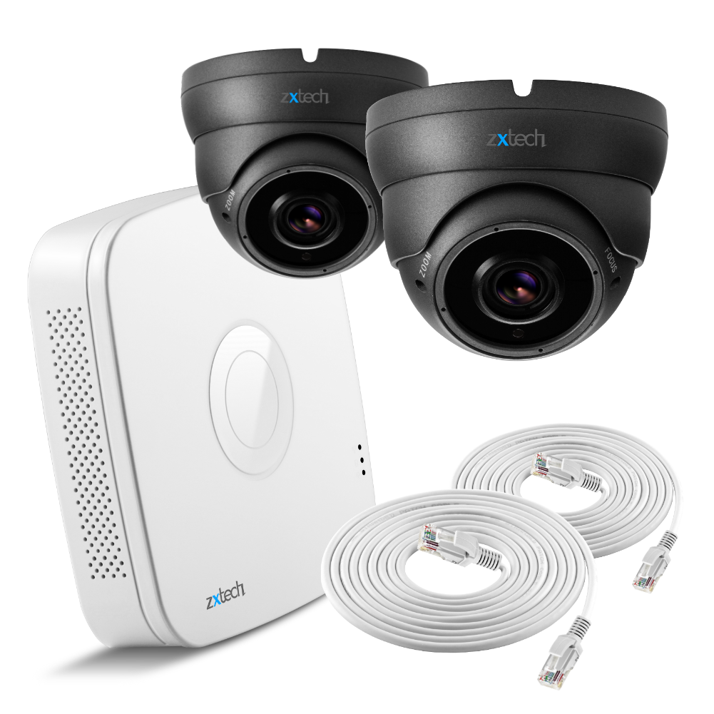 Zxtech 2 x 1080p NightLife IP Cameras PoE CCTV System UK