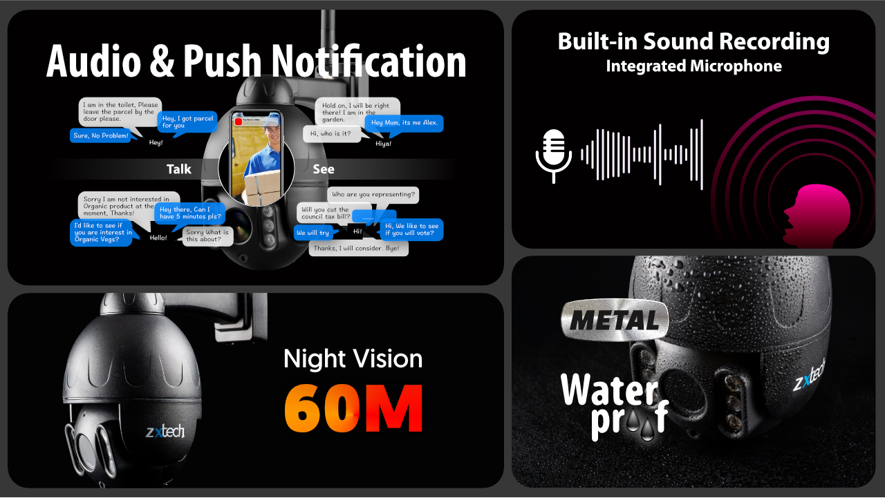 5mp ptz wifi camera system - 2 way audio 5x zoom sony starvis night vision 9ch nvr | wf4e9y